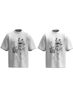 Goinsk 手绘爵士乐队印花T恤男女短袖夏季款艺术感宽松打底衫上衣