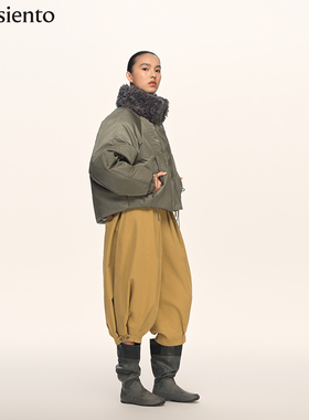 【明星同款】me siento 25AW可拆卸毛领白鹅绒短款羽绒服