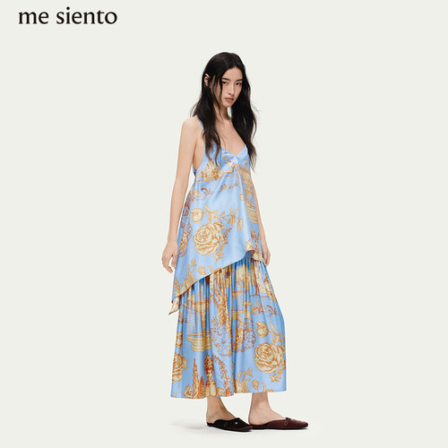 me siento 26SS桑蚕丝宫廷印花吊带+半身裙真丝套装