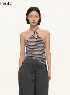 me siento 多色圆形镂空小众设计感不对称背心吊带