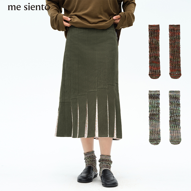 me siento 25FW小众设计感手工编织纹理羊毛堆叠毛线袜