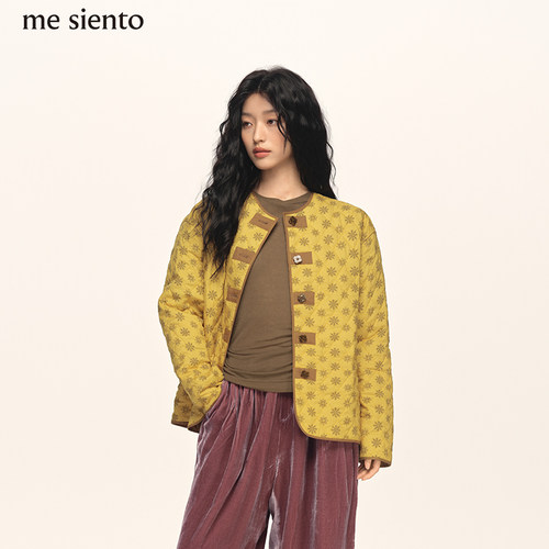 me siento 新中式设计感印花双面棉衣