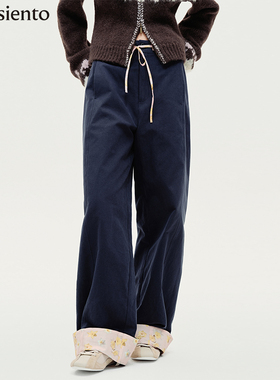 me siento 26SS印花卷边抽绳休闲阔腿长裤