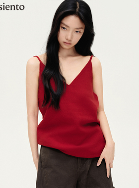 me siento 25AW V领纯羊毛针织吊带