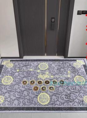 【门对门】银灰色七星地垫五帝钱入户门垫玄关风水地毯防滑脚垫子