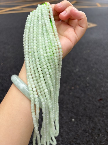 4.8mm缅甸纯天然A过翡翠项链天然保真