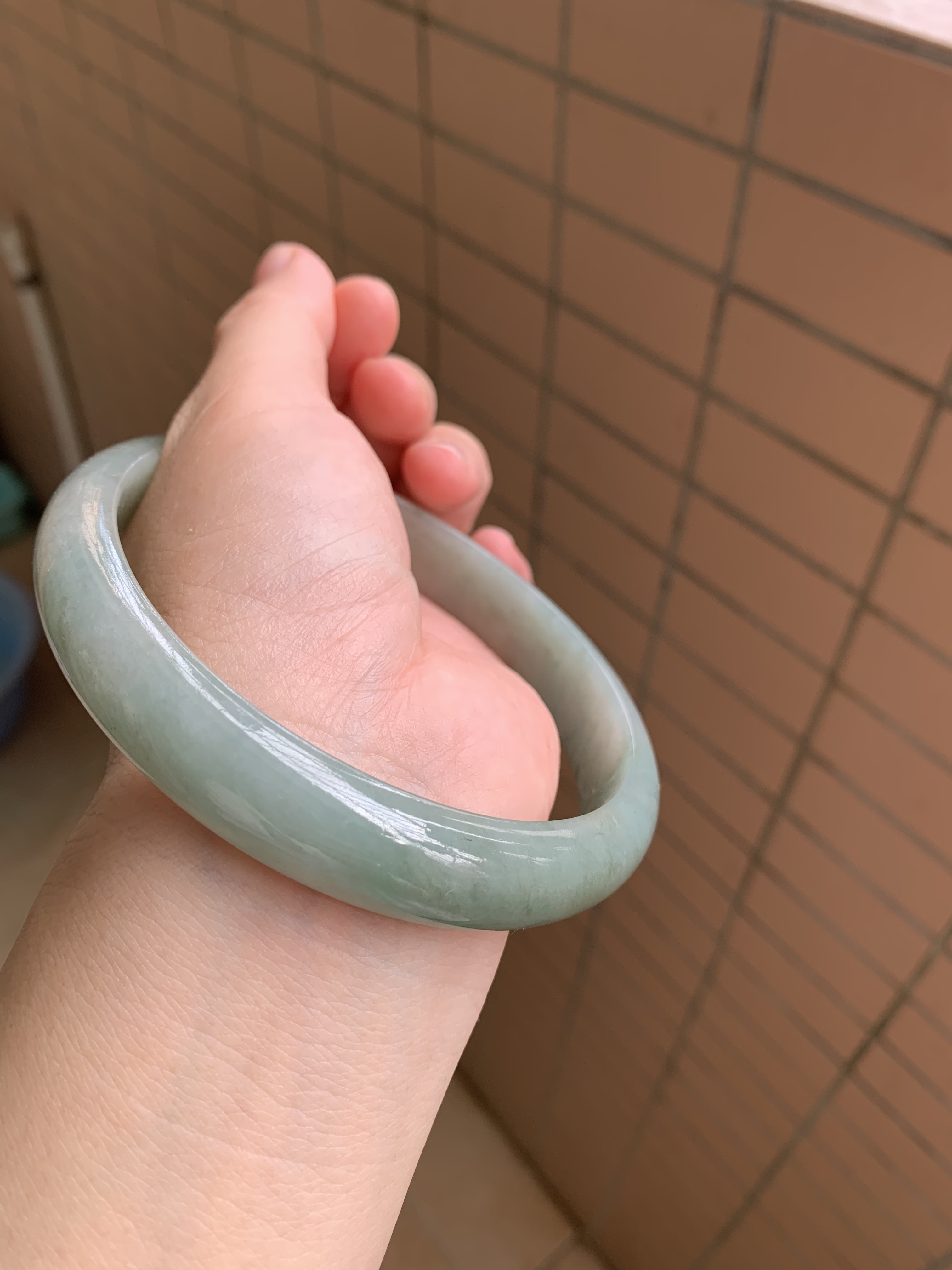 78-79大圈口臂镯冰油绿油青完美保真缅甸纯天然A货翡翠玉镯收藏