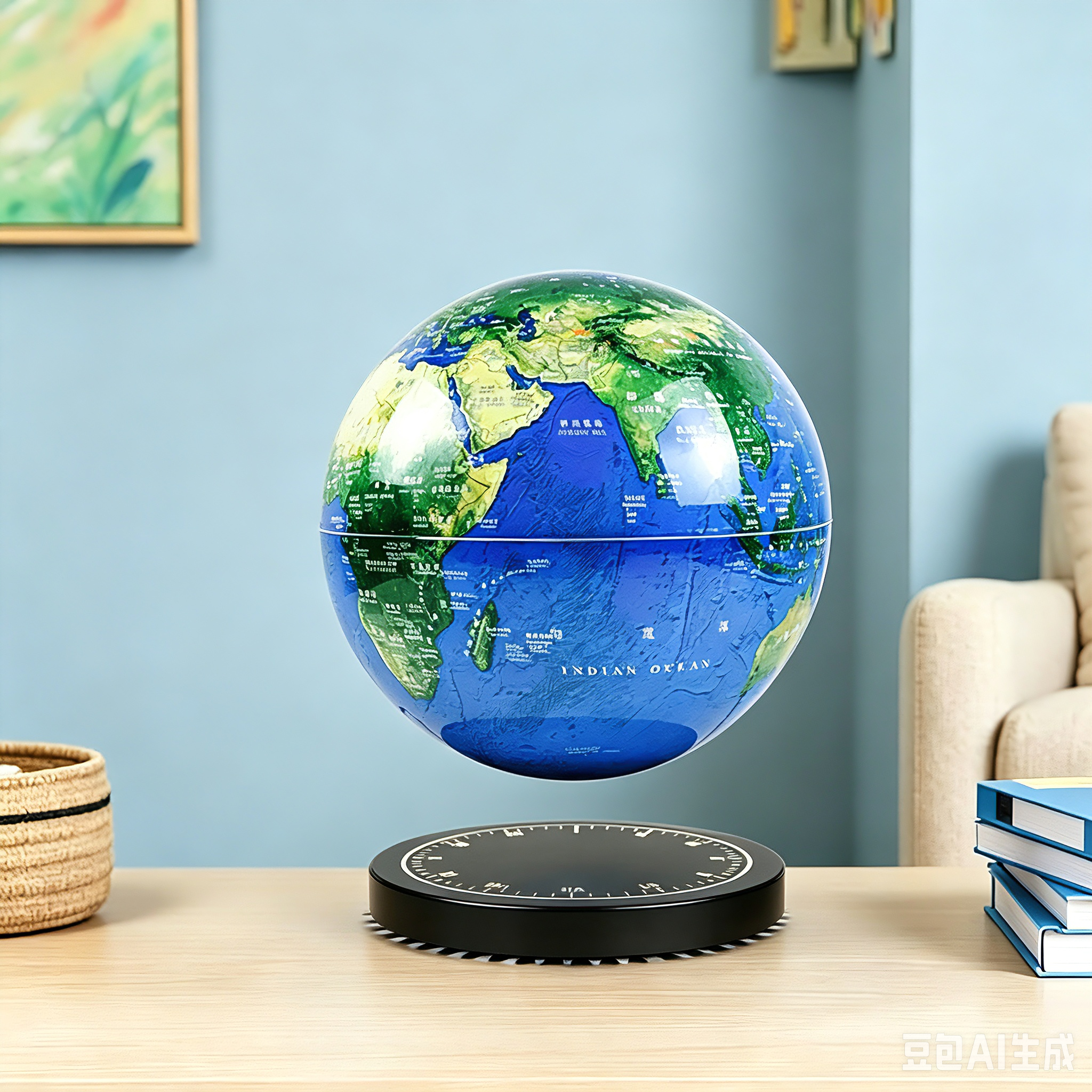 AI智能磁悬浮地球仪3d立体发光自转语音小夜灯孩子学生日礼物摆件