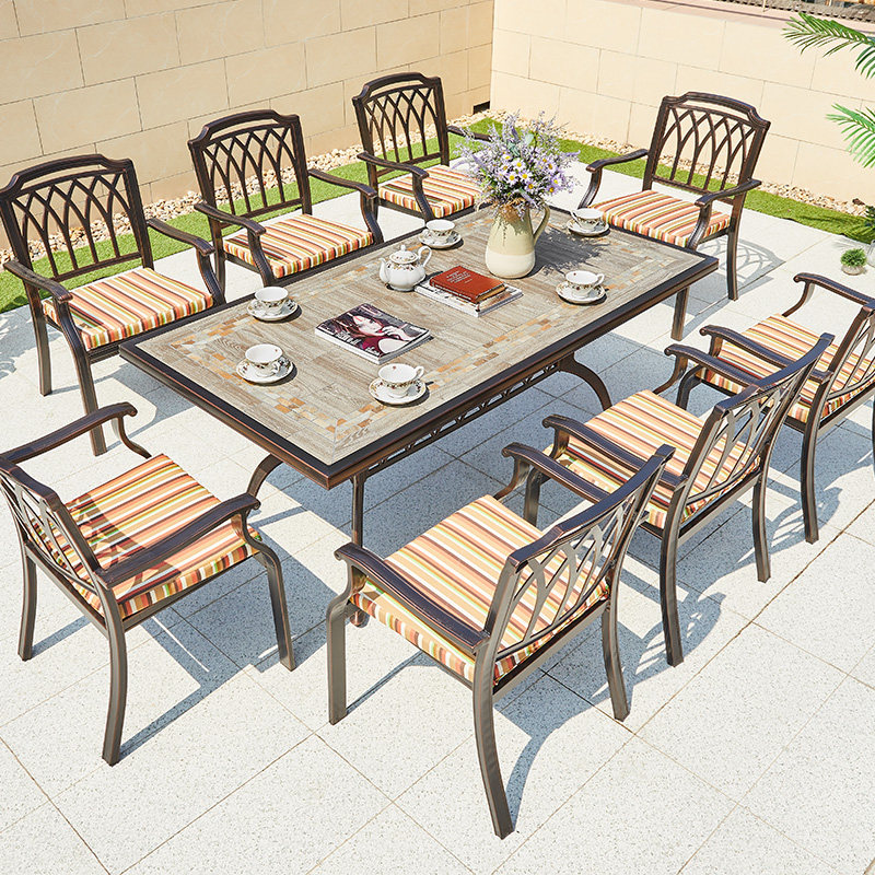 户外铸铝桌椅组合室外餐桌套装露天露台休闲阳台欧式铁艺庭院桌椅