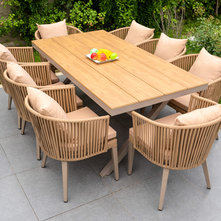 户外藤编桌椅庭院花园别墅露天防水防晒藤椅高端室外休闲桌椅组合