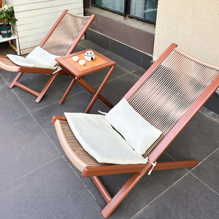 户外藤椅阳台桌椅组合休闲三件套庭院花园露天折叠椅小桌躺椅茶桌