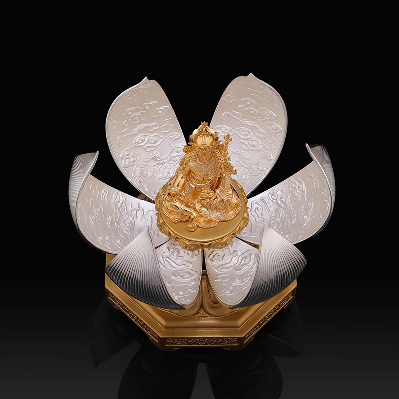铜花开见佛文殊莲花生观音地藏黄财神绿度母长寿佛创意佛像摆件