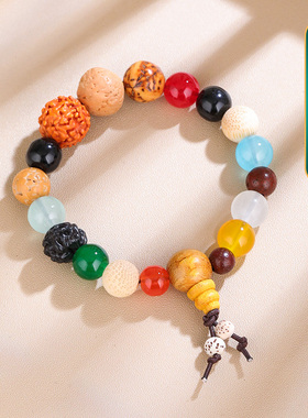 大藏禅饰 西藏式多宝十八籽菩提手串金刚玛瑙手链男女文玩首饰