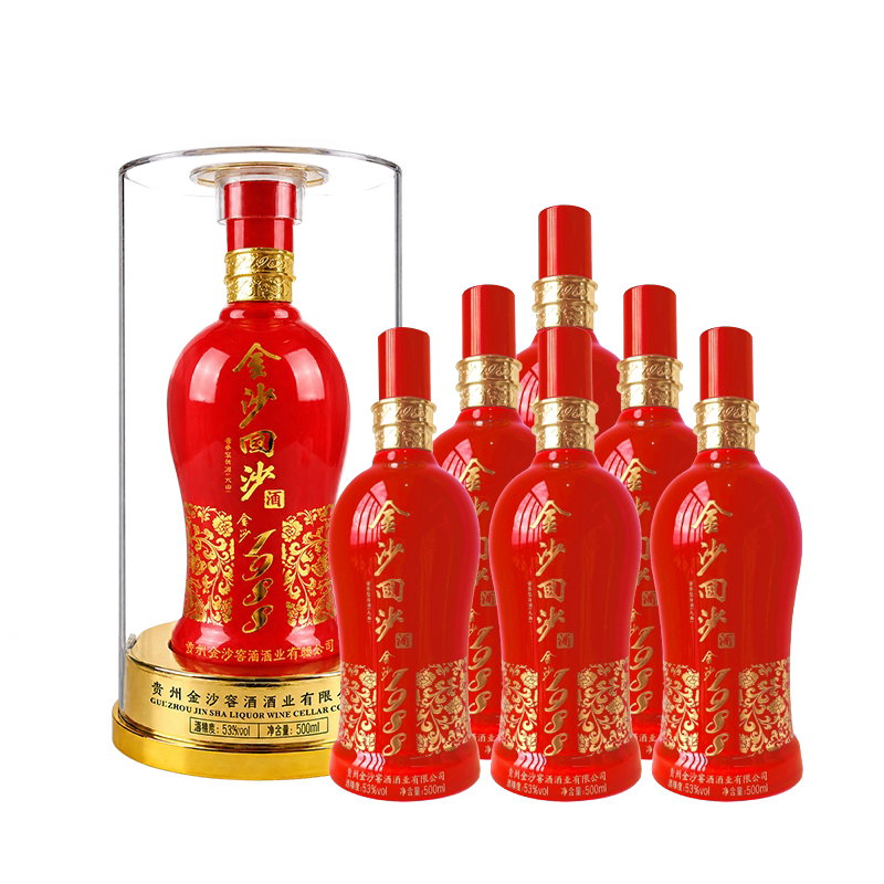 金沙回沙酒 53度红钻1988 500mL*6瓶整箱 酱香型白酒纯粮官方正品