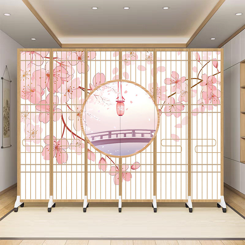 日式屏风折叠移动遮挡美容院隔断带滑轮客厅酒店房间卧室2026新款