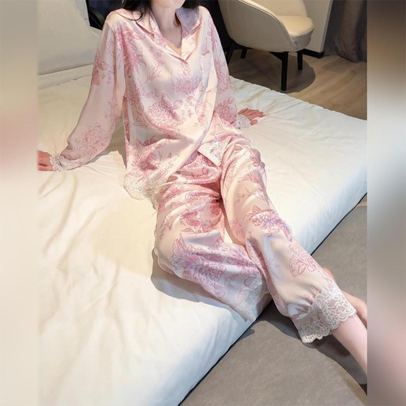 真丝睡衣女春秋季2026新款长袖长裤薄款桑蚕丝高级感家居服套装夏