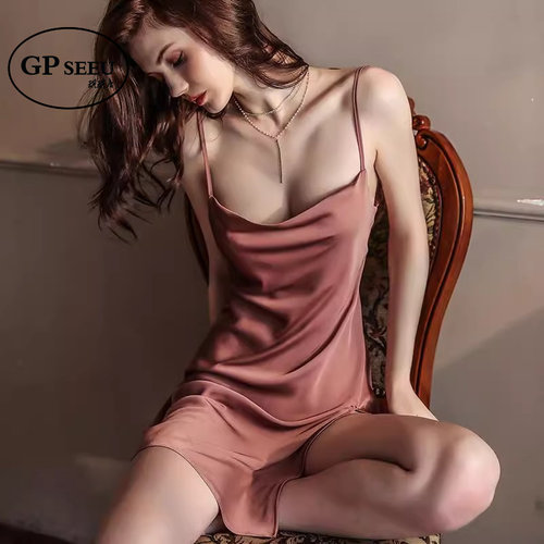 真丝睡衣女夏季性感开叉吊带睡裙