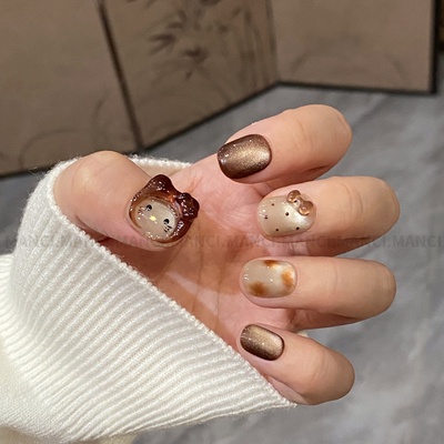 曼辞纯手工穿戴甲短款甲片