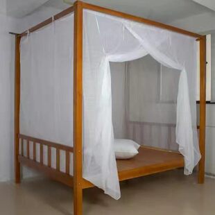 棉纱绑绳款老式床蚊帐单门宫廷落地卧室床幔家用棉纱