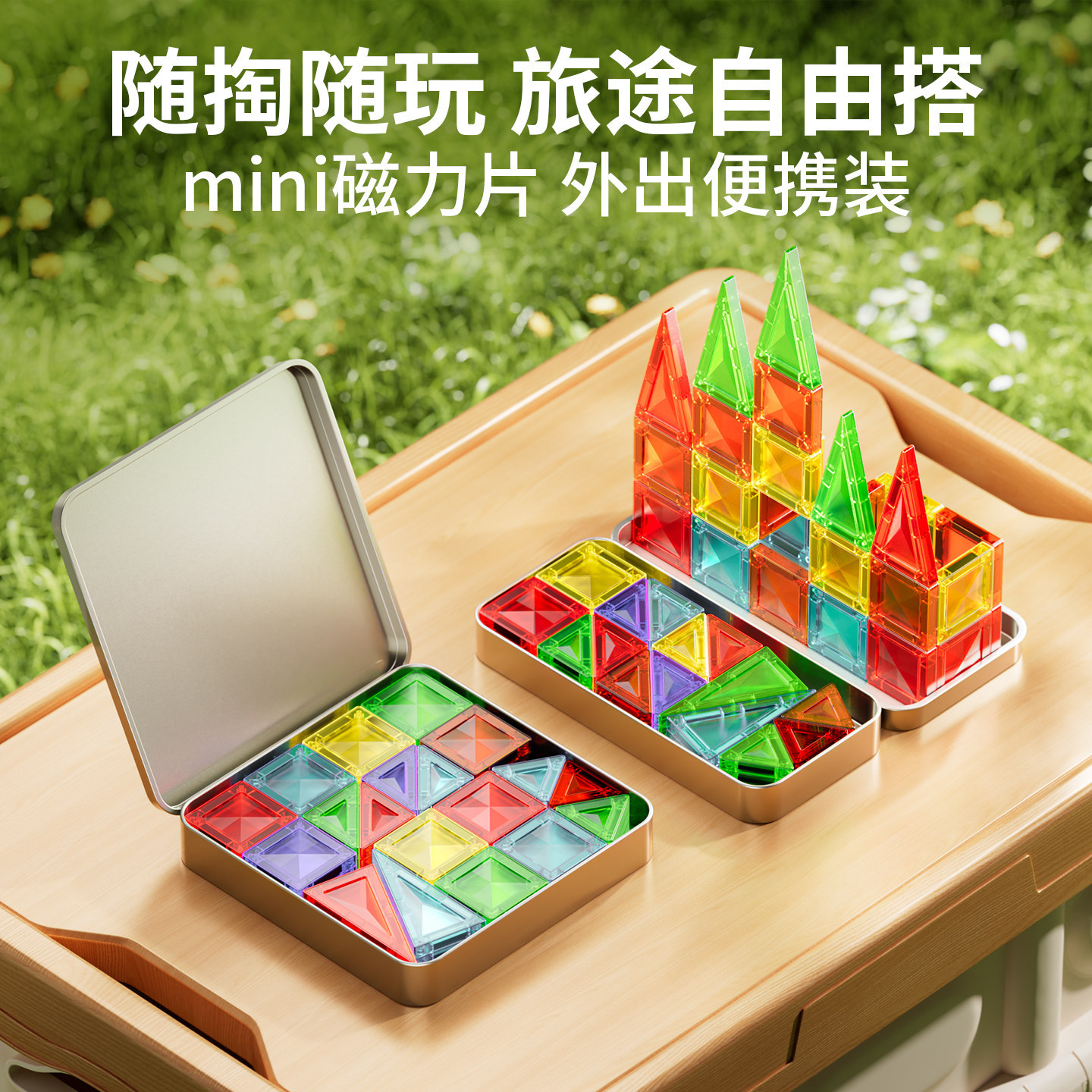 迷你磁力片便携口袋方块磁吸积木磁铁石mini旅行儿童益智拼装玩具