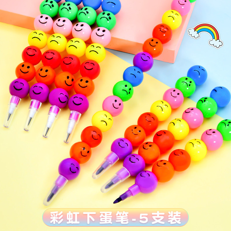 创意学生文具用品 7节糖葫芦造型积木铅笔 卡通下蛋蜡笔 节节笔