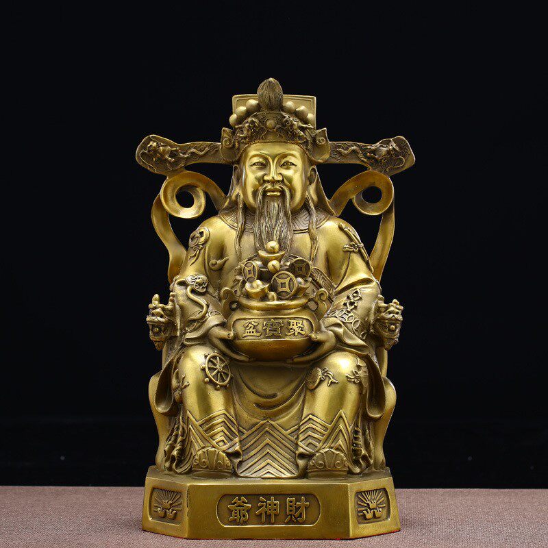 纯铜财神佛像摆件家居店铺开业供奉文财神铜像招财礼品工艺品摆设