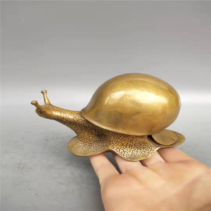 中式古典铜茶宠茶玩纯铜蜗牛摆件文玩客厅书房茶桌铜摆件收藏品