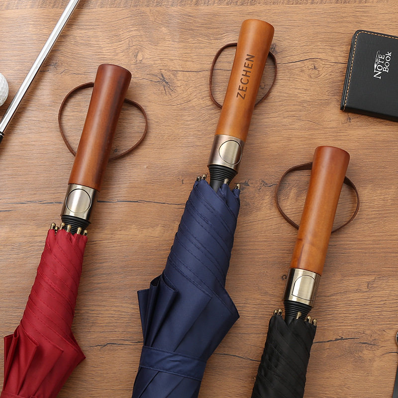 德国精工古铜雨伞高尔夫实木柄高端商务伞防晒遮阳伞男士印LOGO定