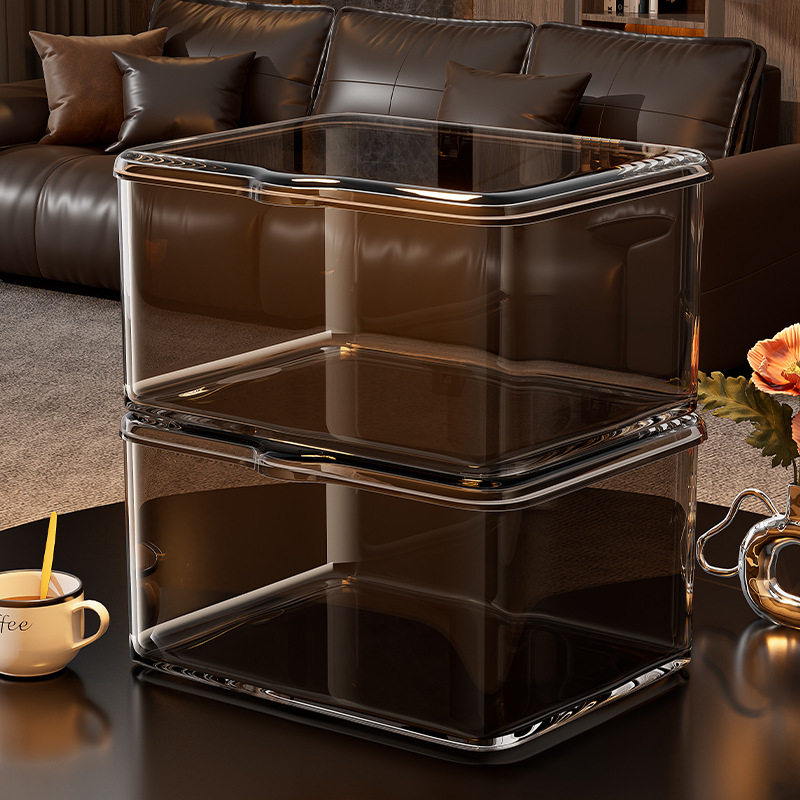 德国精工亚克力收纳盒桌面带盖透明塑料大容量零食文具防尘小杂物