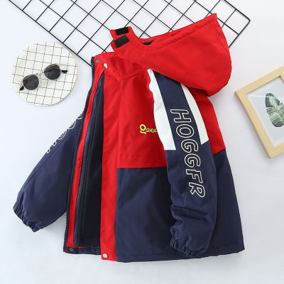 男童三合一可拆卸秋冬外套2023新款加棉加厚儿童冲锋衣秋装中大童