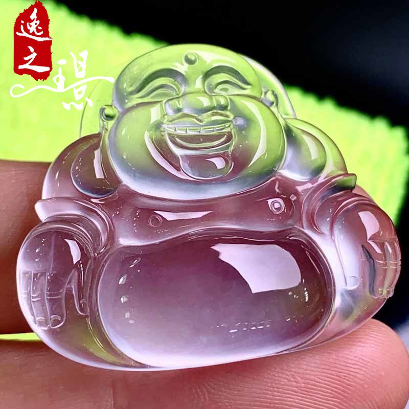 逸之璟 缅甸老坑天然a货翡翠玉石雕刻冰种玻璃种佛公翡翠吊坠挂件