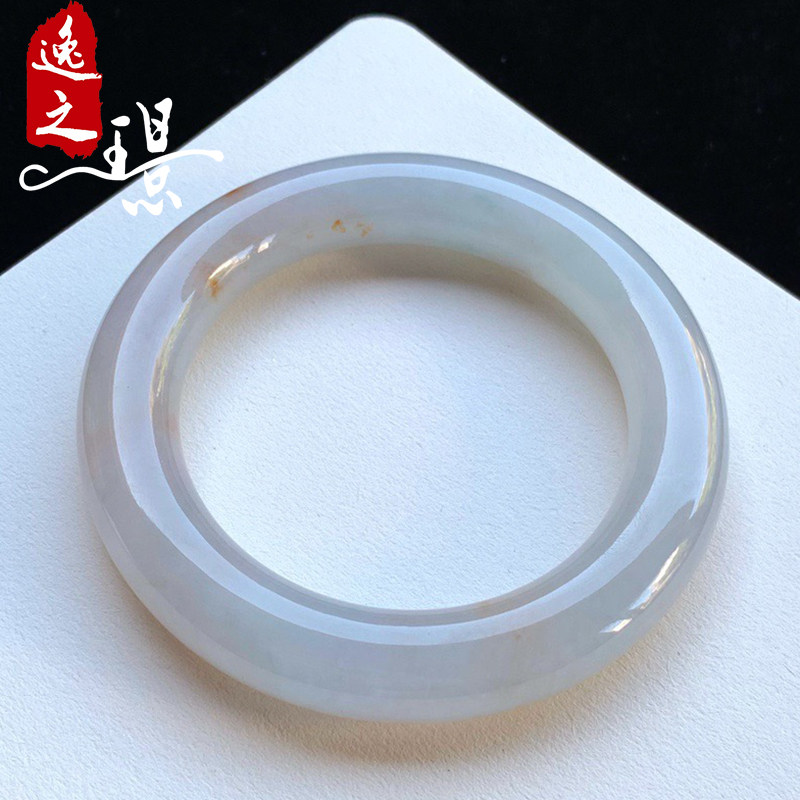 逸之璟缅甸老坑天然a货翡翠冰种三彩圆条福镯子翡翠手镯56圈口