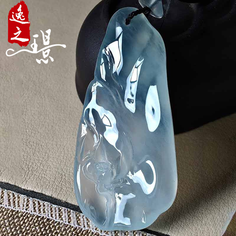 逸之璟 缅甸老坑天然a货翡翠玉石雕刻高冰水润悟道翡翠吊坠挂件男