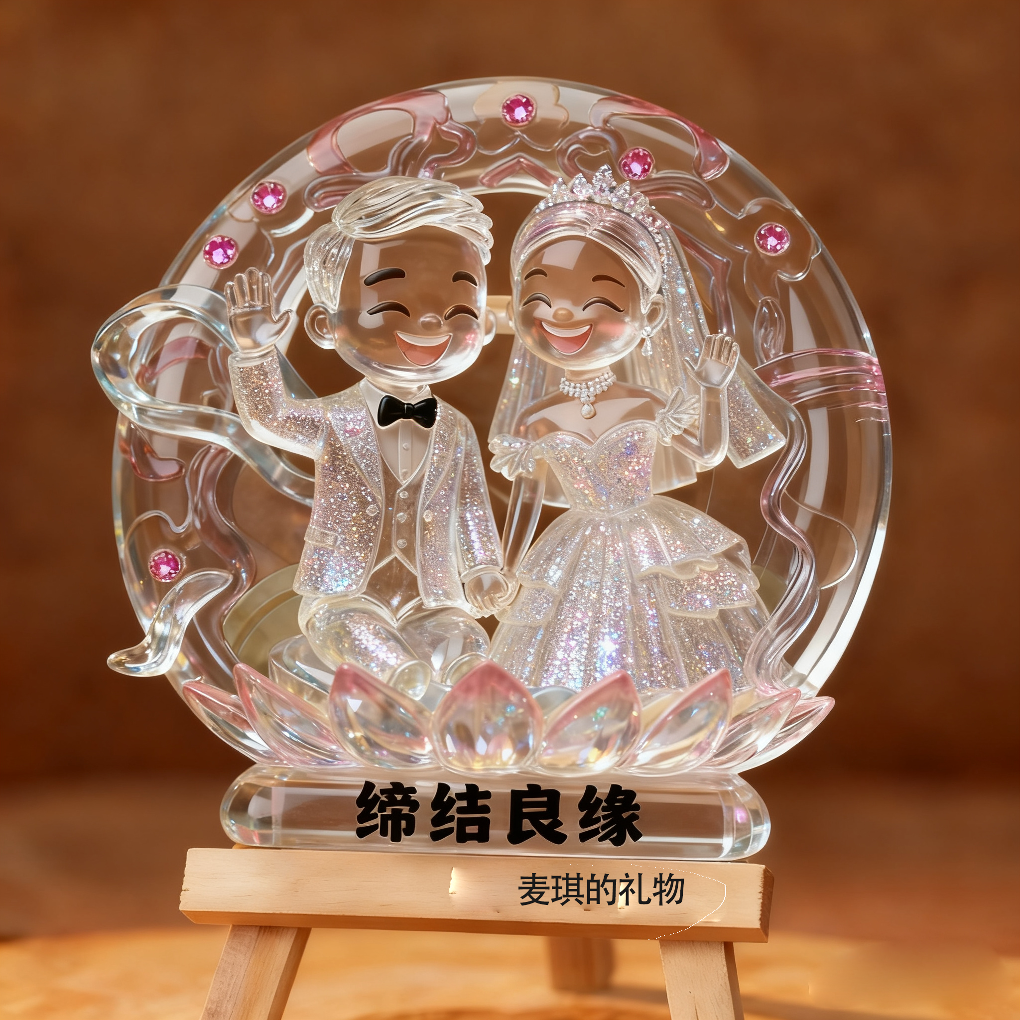 照片定制生日礼物3D打印透明高仿水晶玻璃琉璃冰箱贴走心礼物摆件