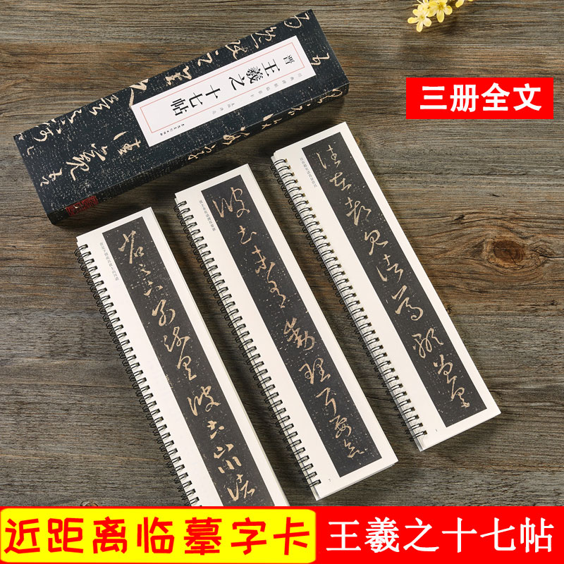 王羲之十七帖 晋 经典碑帖近距离临摹卡全3册 王羲之草书书法毛笔字帖原碑帖附简体旁注 安徽美术出版社