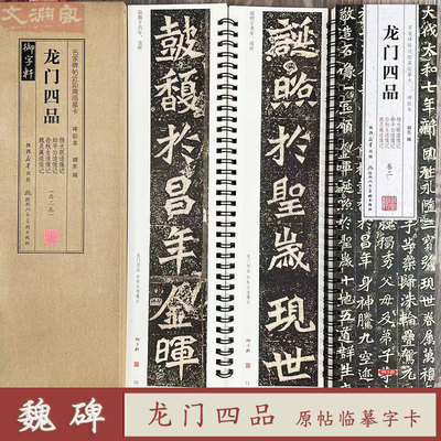 龙门四品 名家碑帖近距离临摹卡 魏碑（杨大眼始平公孙秋生魏灵藏造像记）碑拓本 2册全文楷书法毛笔字帖 简体旁注 陕西人民出版社