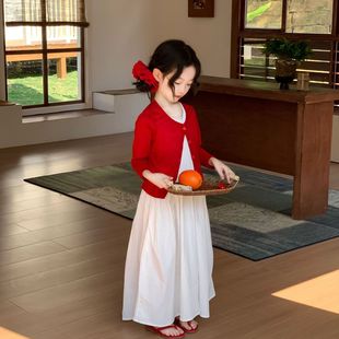 女童套装2026春夏季新款中小童2-7岁韩版针织开衫儿童连衣长裙潮