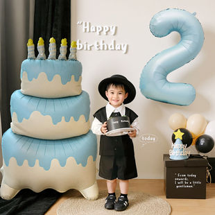 道具场景布置装饰铝膜蛋糕5岁男孩生日数字气球40寸宝宝派对拍照
