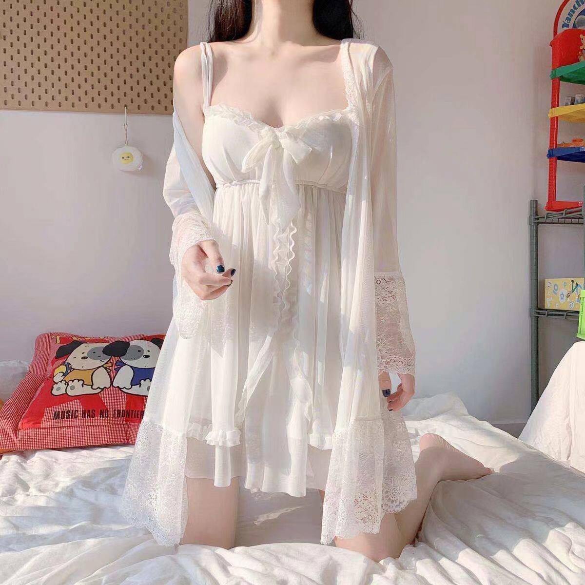 短款复古甜美宫廷风蕾丝睡衣女春秋修身韩版夏季吊带睡裙家居服