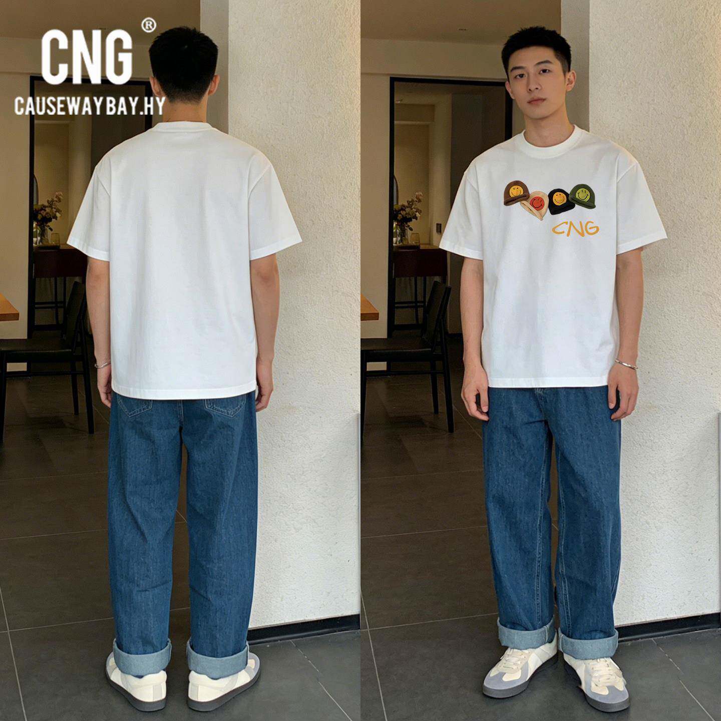 香港潮牌帽子短袖男女款夏季ins风潮流卡通白色百搭纯棉T恤五分袖