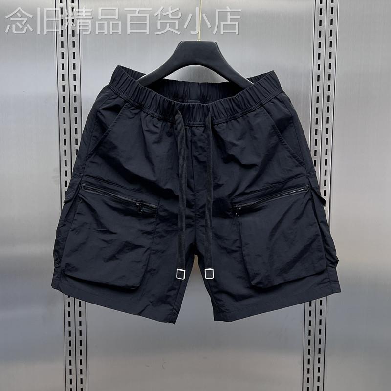 代购夏季速干多口袋薄款纯色宽松直筒工装短裤男士运动潮牌五分裤