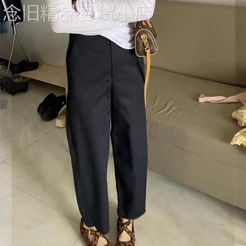 黑色休闲裤女2026春季新款大尺码西装直筒裤小个子九分显瘦罗卜裤