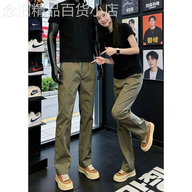 军绿色弯刀休闲裤男士夏季新款尼龙软壳速干冲锋裤薄款修身直筒裤