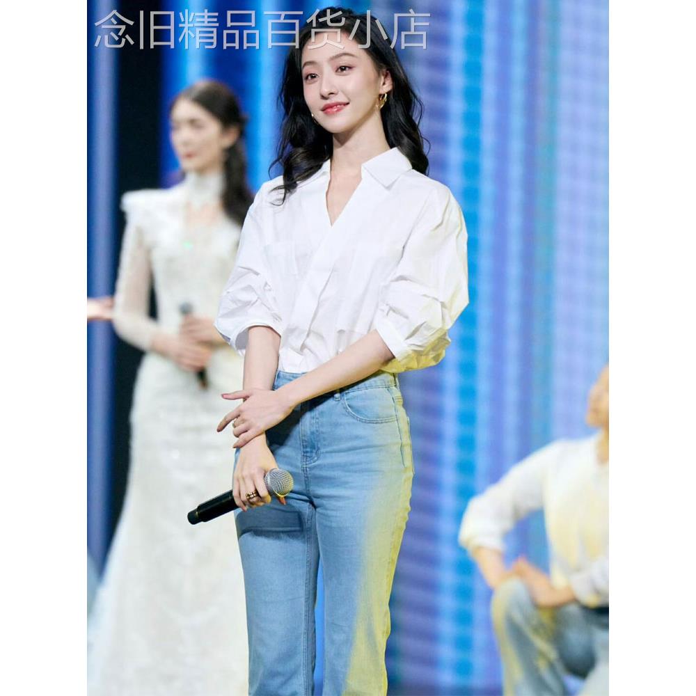2025夏季新款V领白色衬衫女宽松休闲设计感小众法式绝美气质上衣