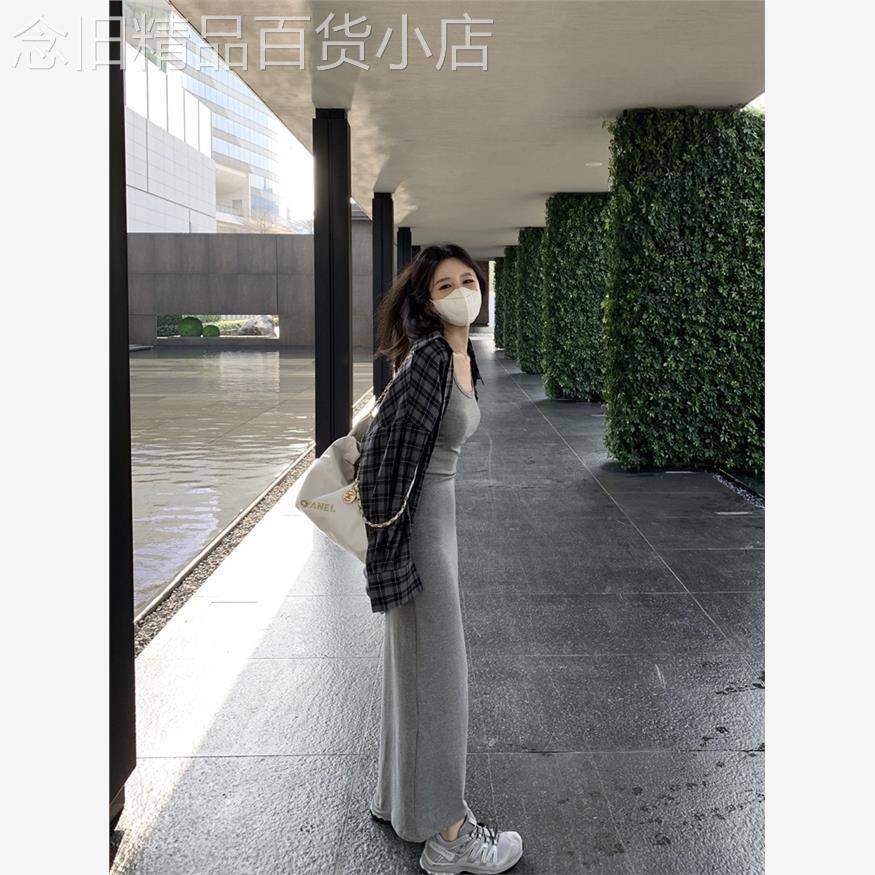 韩国吊带背心连衣裙长款小个子夏季新款修身显瘦无袖打底休闲长裙
