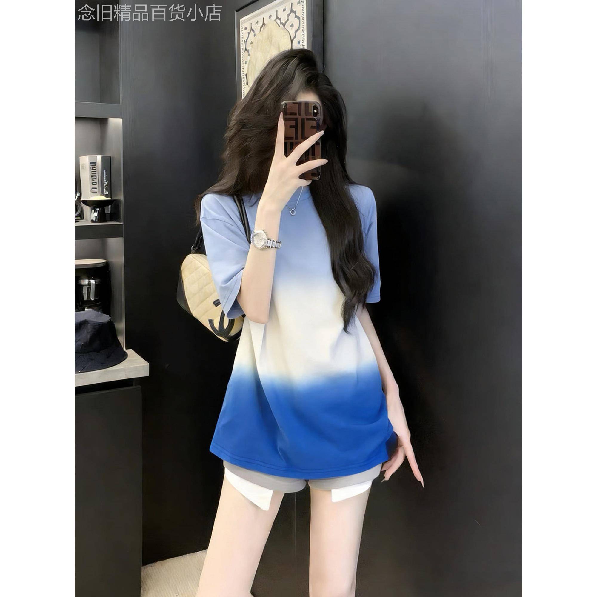 中长款短袖女t恤夏季新款减龄设计高级感不撞衫独特漂亮打底上衣