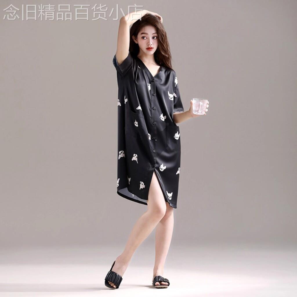 高档2026新款真丝绸睡裙女款睡衣夏季夏天冰丝短袖高品质家居裙子
