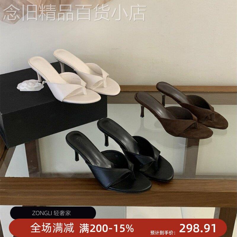 香港高跟夹趾凉拖鞋女外穿2026年夏季新款时尚简约韩版细跟人字拖
