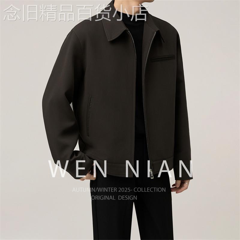 韩国WEN NIAN潮流短款痞帅外套男2026春秋季新款休闲行政翻领夹克