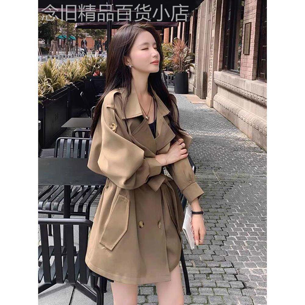 潮牌小个子宽松外套女春秋新款流行韩系显瘦气质休闲收腰中款风衣